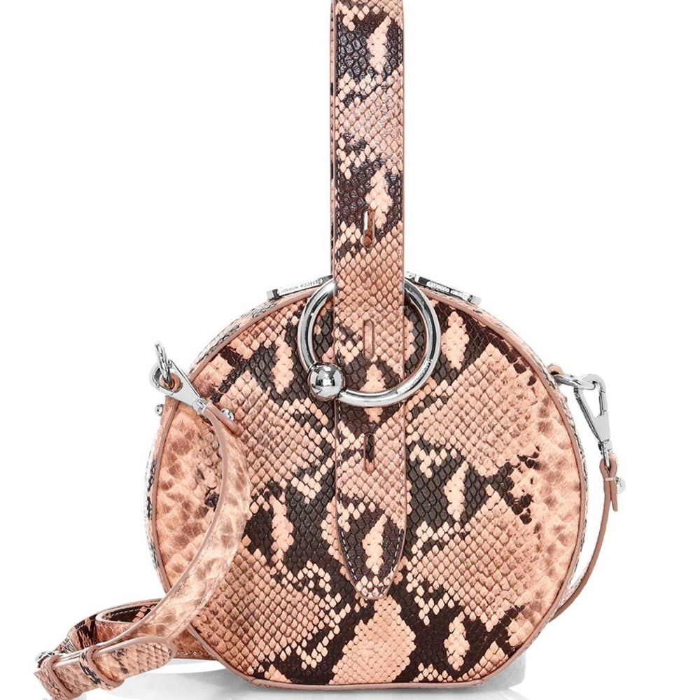 NEW Snakeskin Embossed Leather Circle Bag